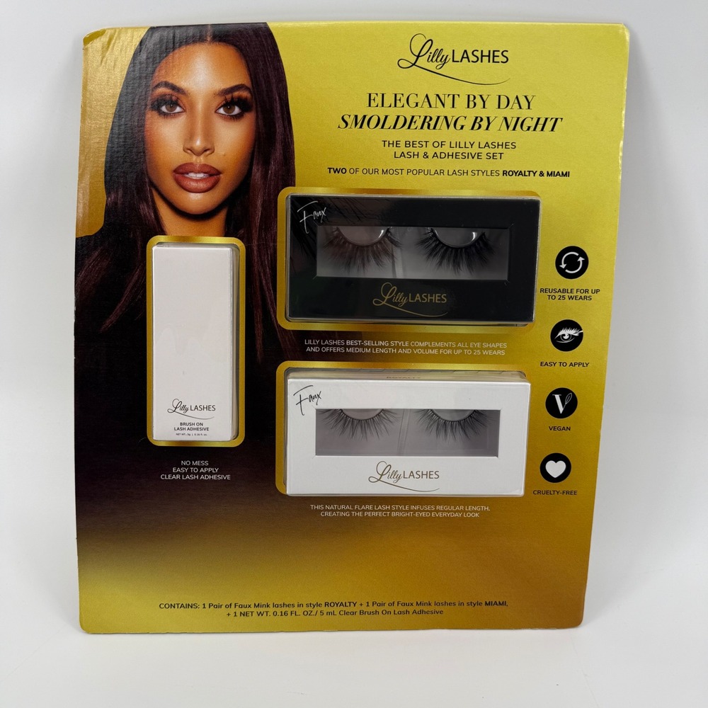 Lilly Lashes Elegant by Day Smoldering‎ by Night Lash & Adhesive Set Faux Mink